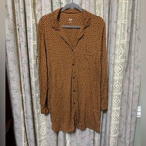 Jenni Intimates Notch Collar Button Front Long Sleeve Heart Sleepshirt Size XL
